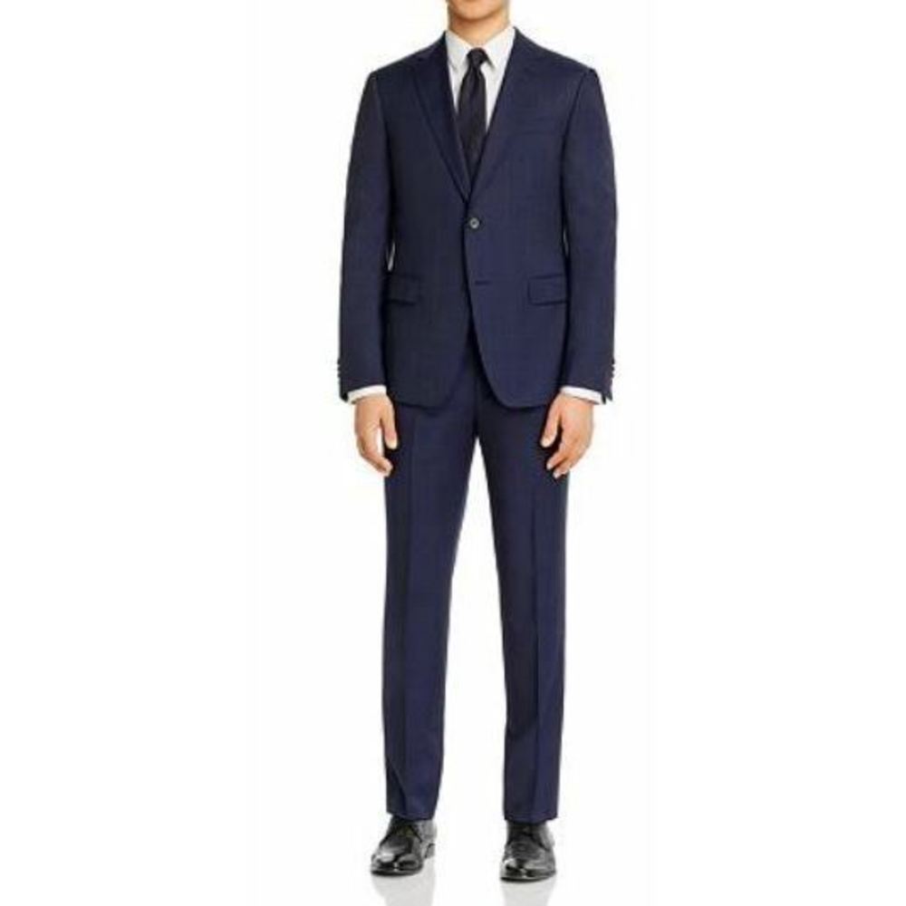 Z Zegna Drop 8 Tonal Prince of Wales Plaid Wool Slim Fit Suit US 36 R IT 46 R 8